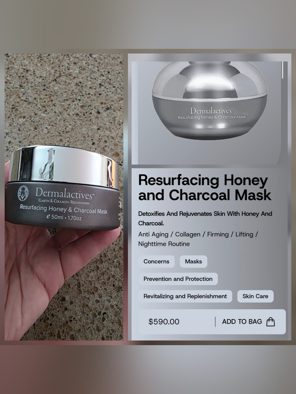 Dermalactives Resurfacing Honey & Charcoal Mask